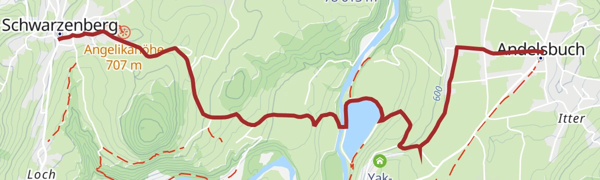Route map: Andelsbuch | Winterwanderung Andelsbuch – Schwarzenberg